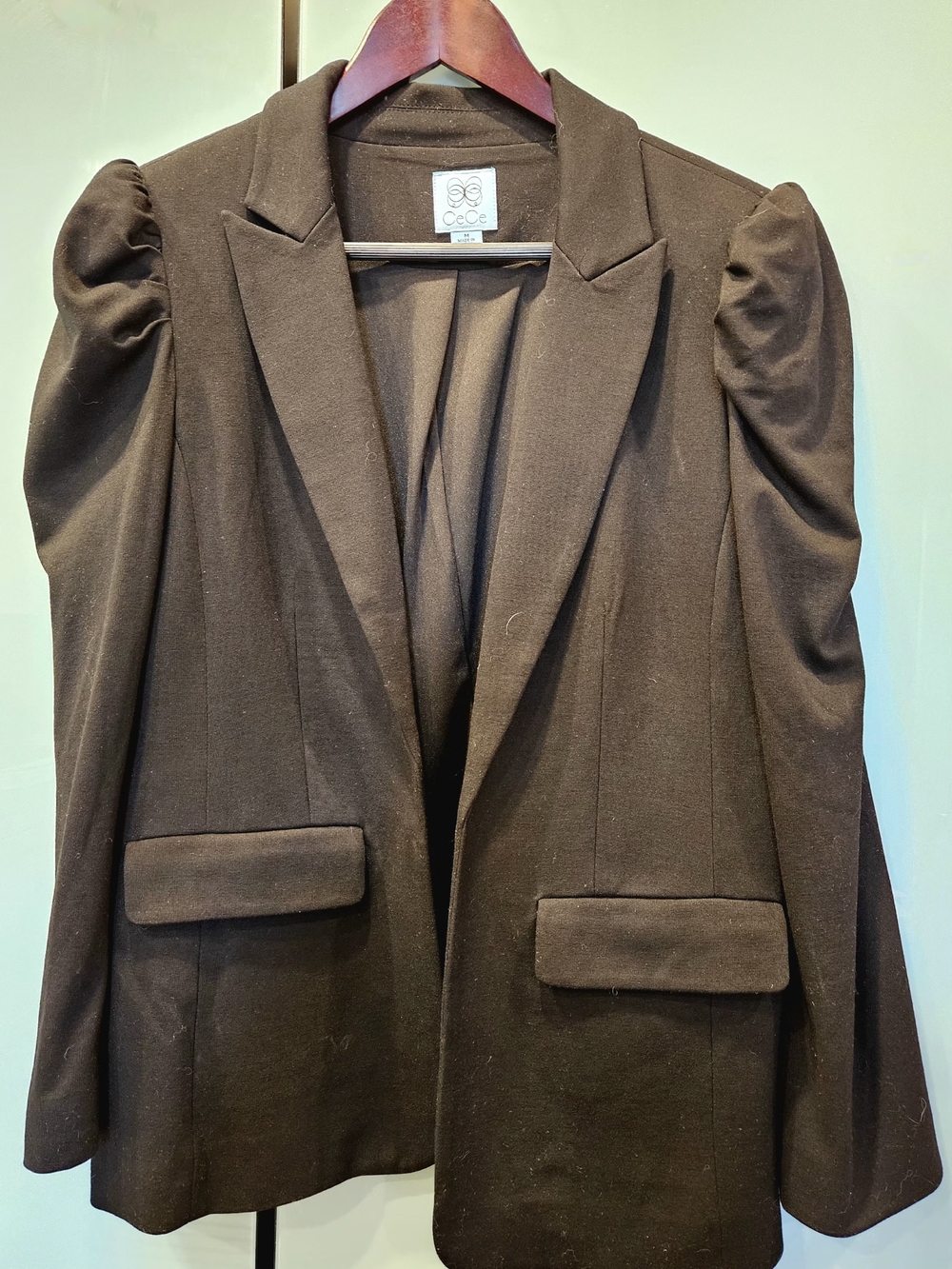 CeCe Black Puff-Sleeve Blazer Jacket
